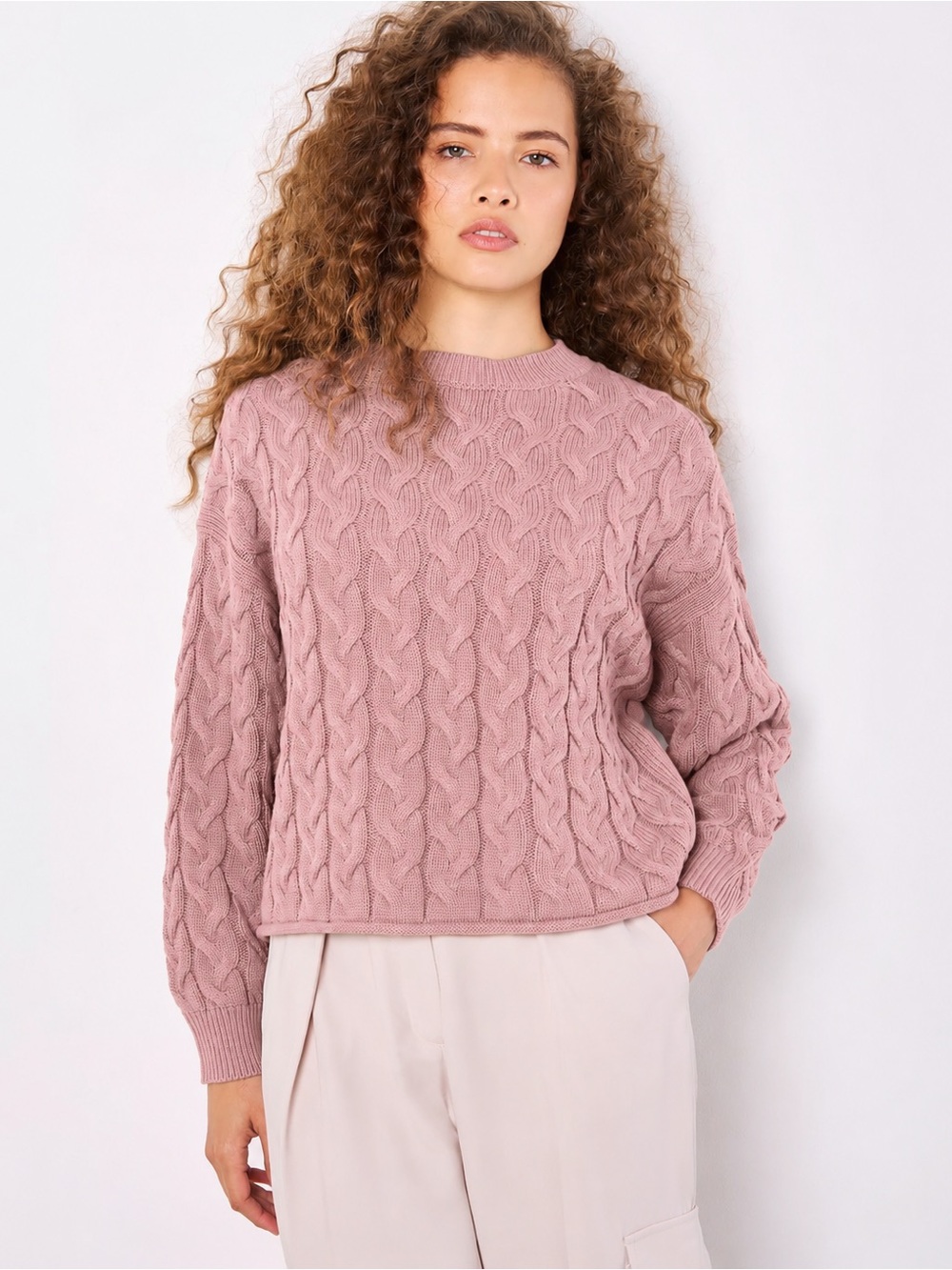 Apricot 🍑 -Vertical Cable Cotton Mix Jumper
